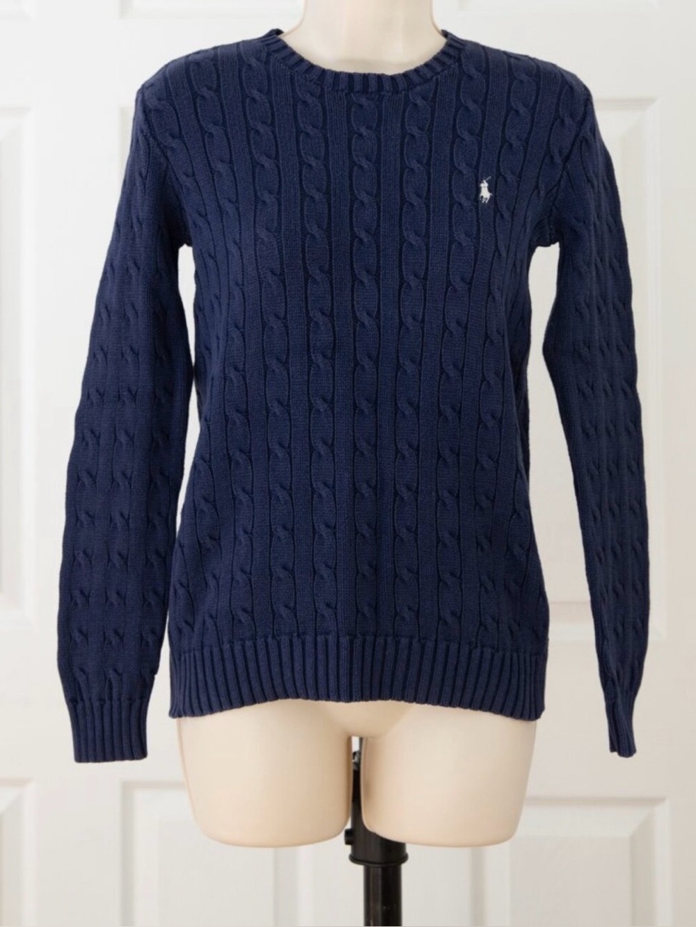 Ralph Lauren Navy Cable Knit Crewneck Sweater